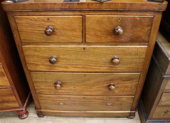 A late Victorian walnut chest, W.93cm